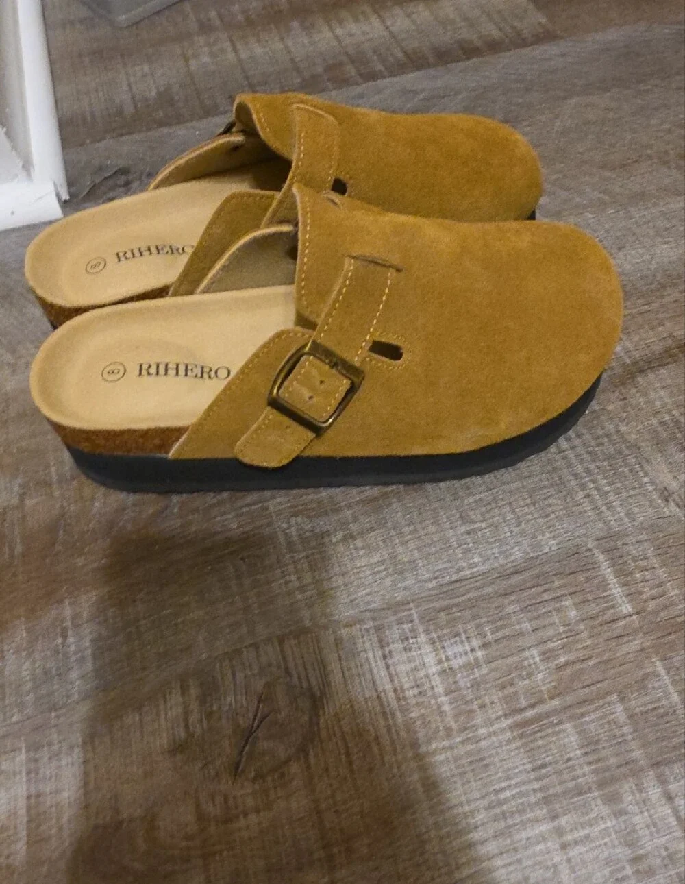 Amazon Women's Suede Slip-On Platform Clog - Mustard